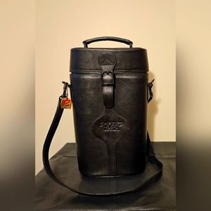 Piel Leather Double Hard Sided Deluxe Wine Carrier+ Chilled Wine Insulator Sleev